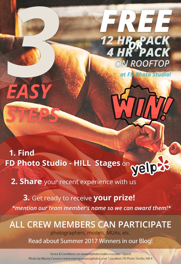 WIN 12 HOUR PACKAGE at FD PHOTO STUDIO! -Yelp winners, Yelp contest, Yelp, Studio News, Shoot Location, Rental Studio, Photoshop, Photoshoot, photography services, photographer, Photo Studio, Los Angeles, Filming Location, FD photo studio, DTLA, !done