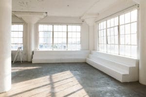 Stage Upgrade: Thermo Curtains in Art 1 ! -Wooden walls, white corner staircase, Update, Studio News, Shoot Location, Rental Studio, Renovation, Photoshop, Photoshoot, photography services, photographer, Photo Studio, Los Angeles, grey thermal curtains, grey curtains, Filming Location, FD photo studio, DTLA, dark wood, corner staircase, blackout stage, !done