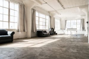 Stage Upgrade: Thermo Curtains in Art 1 ! -Wooden walls, white corner staircase, Update, Studio News, Shoot Location, Rental Studio, Renovation, Photoshop, Photoshoot, photography services, photographer, Photo Studio, Los Angeles, grey thermal curtains, grey curtains, Filming Location, FD photo studio, DTLA, dark wood, corner staircase, blackout stage, !done