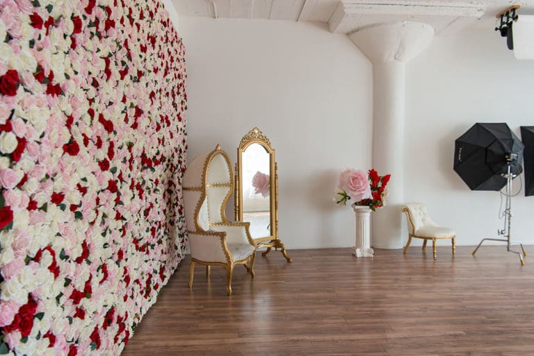 rose wall photo and video studio rental in Los Angeles rose wall photo and video studio rental in Los Angeles