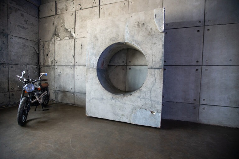 Hill 8 - concrete wall, bike, neon wall photo studio in LA