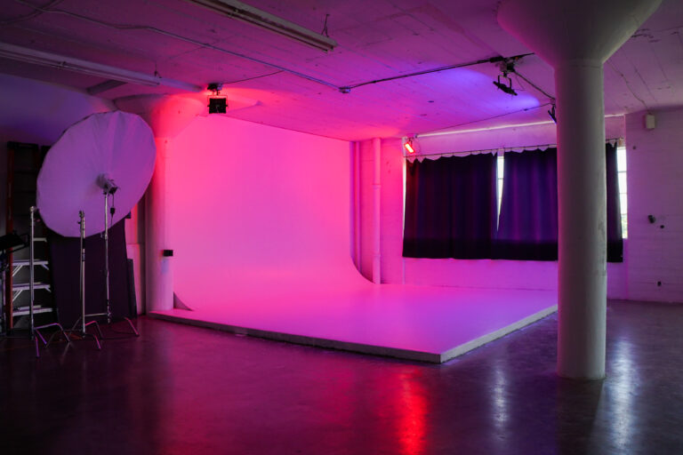 Daylight photo studio for rent in Los Angeles with a white cyc wall and RGB lights_Studio C_04 Daylight photo studio for rent in Los Angeles with a white cyc wall and RGB lights_Studio C_04