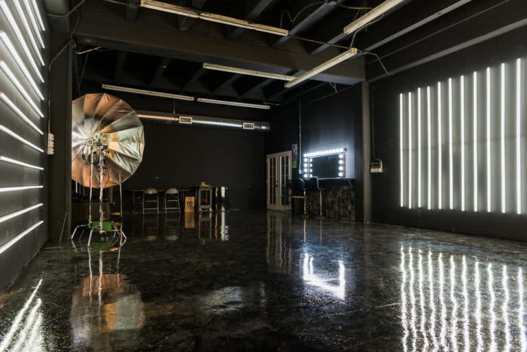 LED dimmable lights & black glossy floor blackout stage is available for photo and video rentals in Los Angeles LED dimmable lights & black glossy floor blackout stage is available for photo and video rentals in Los Angeles
