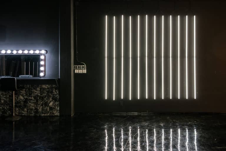 LED dimmable lights & black glossy floor blackout stage is available for photo and video rentals in Los Angeles LED dimmable lights & black glossy floor blackout stage is available for photo and video rentals in Los Angeles