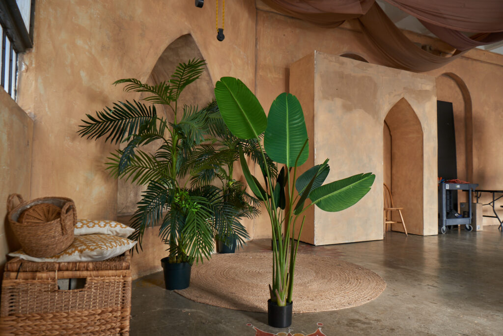 Fashion Shoot by Amanda Chou -shower, Rental Studio, red leather lounge chair, Photo Blog, moroccan tile shower corner, Los Angeles, LA Rental Studio, Hill6, Hill Location, Hill 6, grass wall with white flowers, gloss floor, garland wall, FD photo studio, Fashion Shoot by Amanda Chou, DTLA