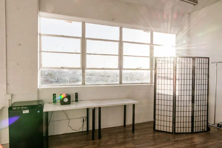Photo and video studio rental with downtown view