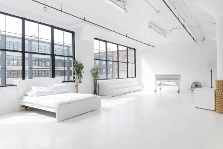 LIC 1 - photo studio with cyc wall, west-facing windows, lots of natural light, and white floors in NY