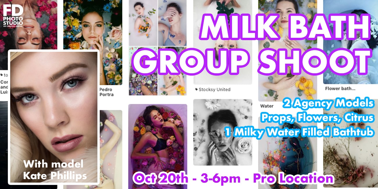 Milk Bath Group Shoot w/ Agency Models &amp; Makeup Artist | FD Photo Studio