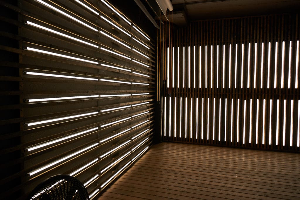 Wood and light stage available for photo and video rental in Los Angeles