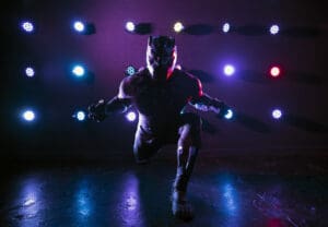 Black Panther by Neville C. Lewin -X-lights, white industrial studio, RGB lights, Rent a Studio, Photostudio, Photography Studio, photographer, paint drops wall, NY Studio 4, New-York City, New-York, Long Island, Hourly Studio Rental, French Walls, Concrete Wall, color splashes, Brooklyn, Blackout Studio, black wall, Black Panther by Neville C. Lewin, Black gloss floor, Affordable