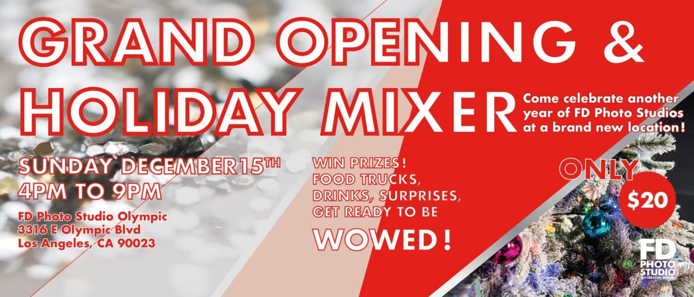 NEW STUDIOS! Los Angeles Holiday Mixer and GRAND OPENING. -Olympic Location, new stages, Los Angeles Holiday Mixer and GRAND OPENING, holiday mixer, GRAND OPENING, FD Studios Los Angeles, FD photo studio, FD Olympic
