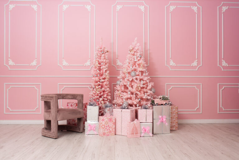 Astoria 3 - daylight photo studio for rent with pink walls and Christmas decorations in New York