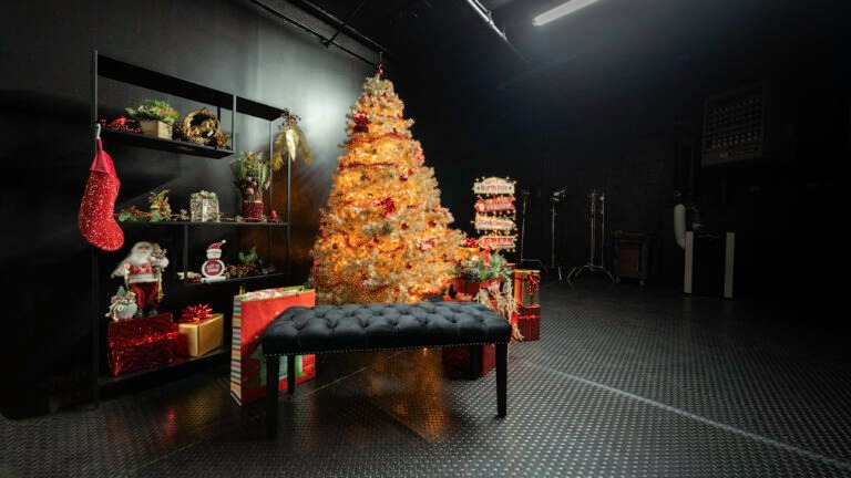Astoria 4 - Blackout photo studio with Christmas tree, black walls and ceiling located in Astoria, Queens, NY_02