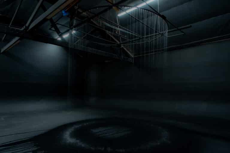 Circle rain feature on a black Cyclorama Circle rain feature on a black Cyclorama