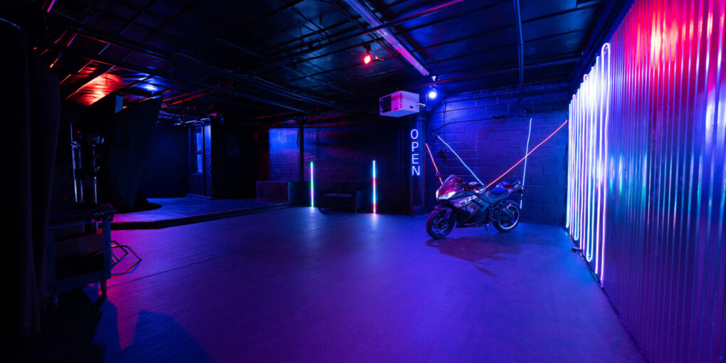 Astoria 7_Blackout photo studio for rent with bathtub bike and RGB lights_3 copy