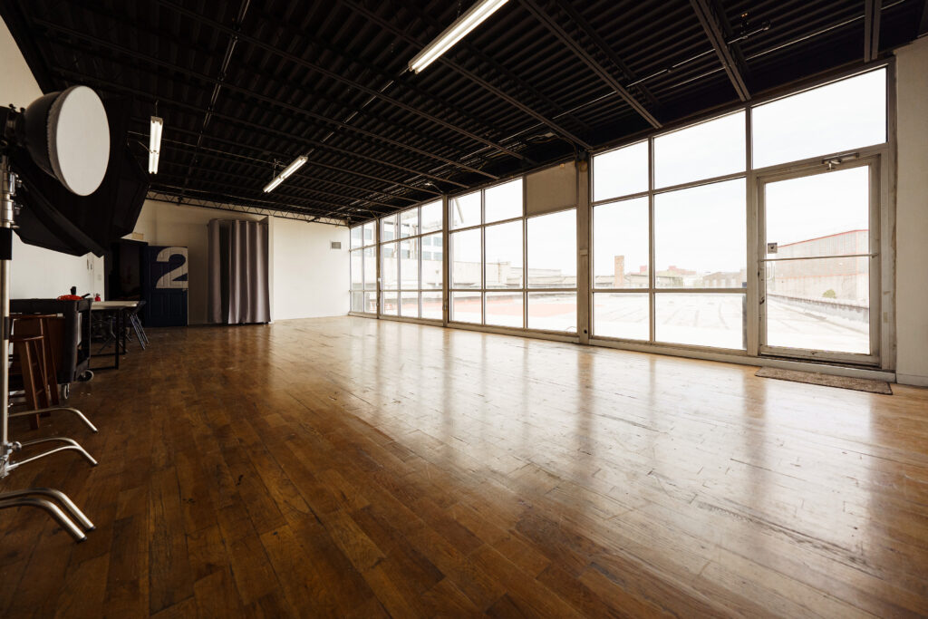 New Daylight Photo Studios with the Large Windows, Wooden Floors, Rooftop, and a Cyc Wall in  Brooklyn, NY. -
