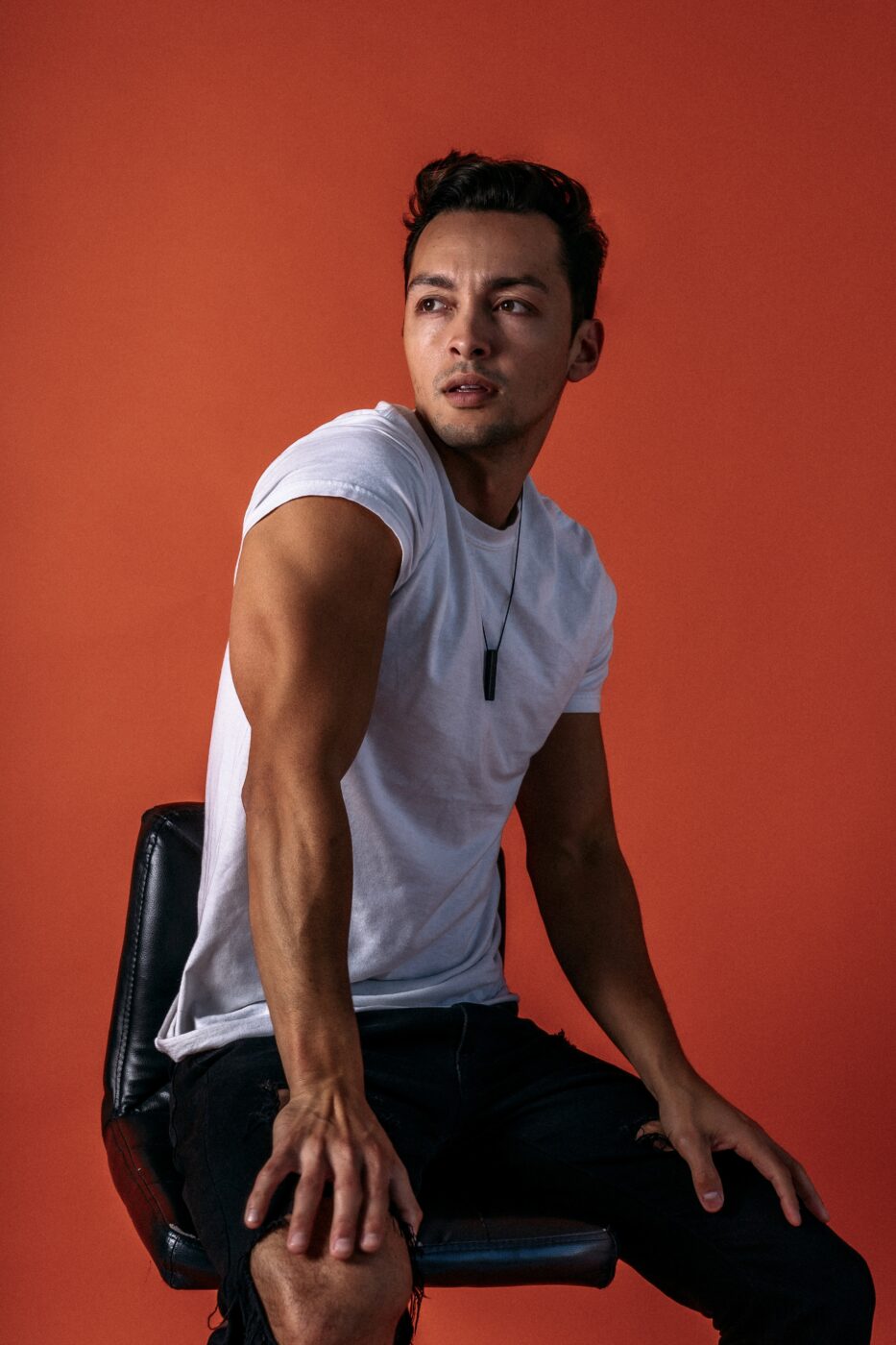 Adam Tyree in Hill 1 -wrongron, Wrong Ron, white leather comfy chair, Studio Photography, rental stages, Photoshop, Photoshoot, photography services, photographer, Model, Los Angeles, FD photo studio, DTLA, blog, bed photoshoot, bed, beauty shoot, Adam Tyree in Hill 1, !Hill1, !done