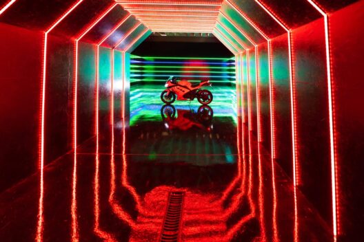 Chi 1 - blackout photo studio with high ceilings, controllable and sound synchronized RGB Lights and RGB Tunnel for car photo and video shoots.