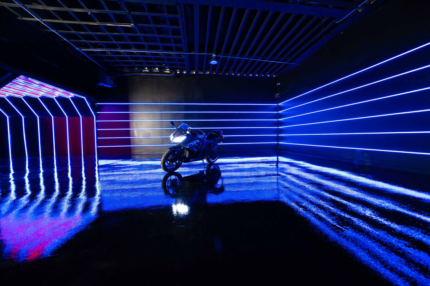 Metro 1 - Blackout car photo & studios with RGB Tunnel, RGB Walls, and Sports Bike photo studio in NY
