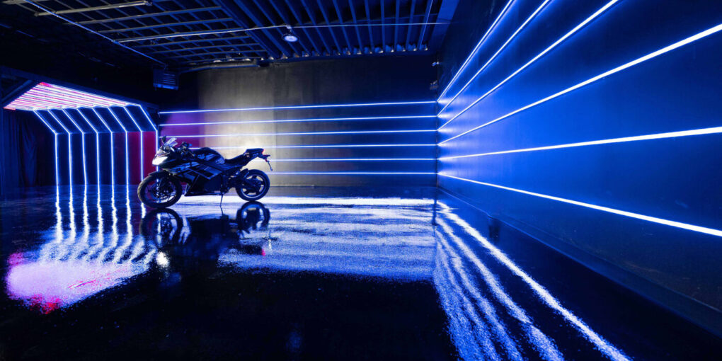 Metro 1 – Blackout Car Photo Studio for Rent in New York with RGB Tunnel, RGB Walls, and Sports Bike Setup - FD Photo Studio