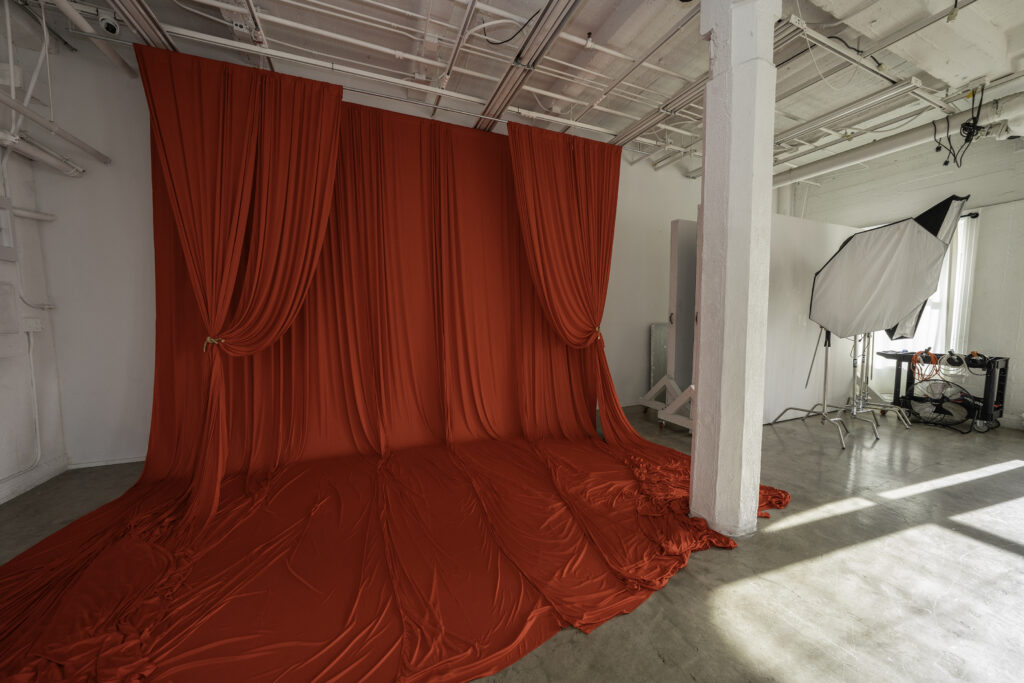 Valentine's Day Photo Studio with Red Drapes in Los Angeles -