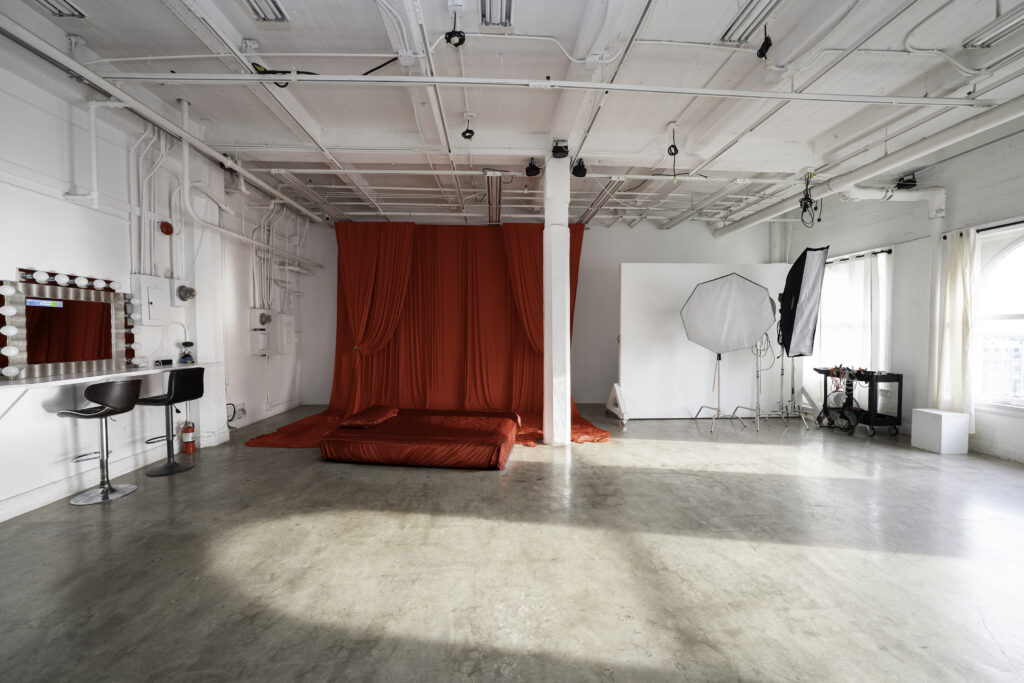 Valentine's Day Photo Studio with Red Drapes in Los Angeles -
