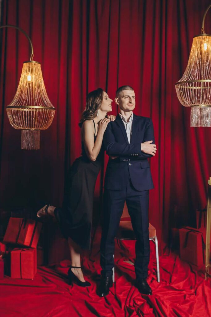 Valentine's Day Photo Studio with Red Drapes in Los Angeles -