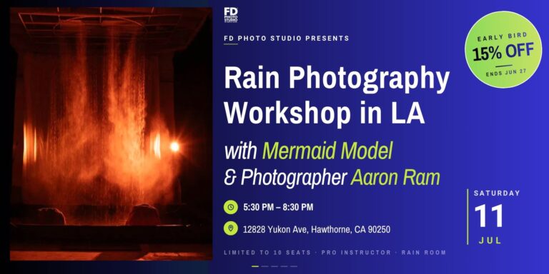 rain-photography-workshop-with-mermaid-model-in-la
