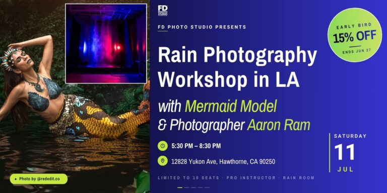 rain-photography-workshop-with-mermaid-model-in-la