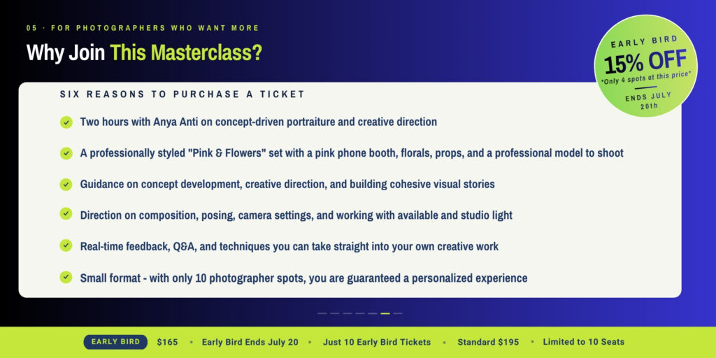 Photography Masterclass with Anya Anti in NY | FD Photo Studio