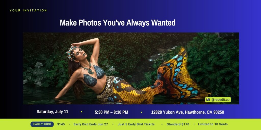 Rain Photography Workshop with Mermaid Model in LA | FD Photo Studio